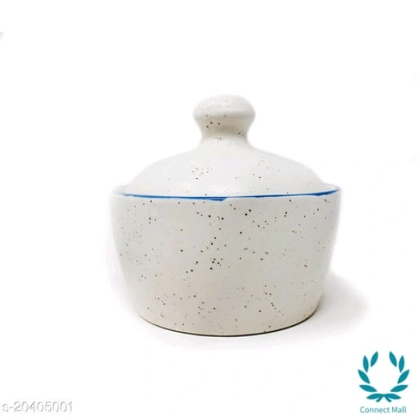 Handcrafted White Blue Marble Ceramic Butter Pot with Lid - Butter Pot